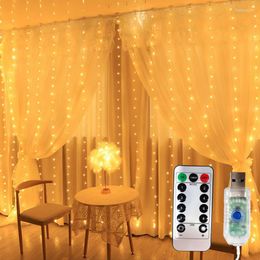 Strings Fairy LED String Lights Christmas Decoration Remote Control USB Wedding Garland Curtain Holiday For Bedroom Bulb Outdoor