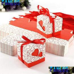 Gift Wrap 50Pcs/Lot Dragees Mariage Packaging Candies Box Decorations Gift Heart Candy Boxes With Compartments For Sweets Wedding Ba Dhjni