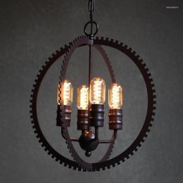 Pendant Lamps Loft Metal Gear Staircase Bar Counter Creative Industrial Global Restaurant Hanging Lamp Dining Room Light