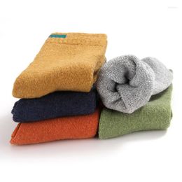 Men's Socks Thickened Warm Wool In Winter Solid Colour Tube Terry Casual Snow