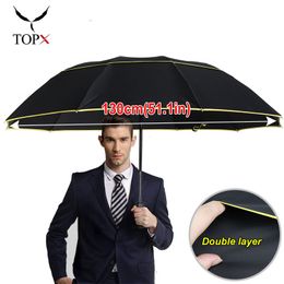 Umbrellas Super Big Top Quality Umbrella Men Rain Woman Windproof Paraguas Male Women Sun 3 Floding Fashion Business 221027