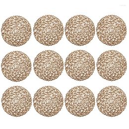 Table Mats Round Paper Woven Placemats Decorative Rope Mesh Place For Dining Party And Wedding 12PCS