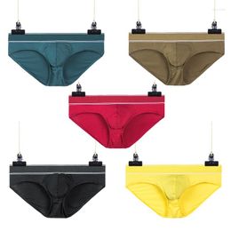 Underpants Sexy Modal Men's Briefs Low Waist Elastic Splicing U Convex Panties Fashion Breathable Soft Solid Colour Male Underpant D30