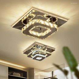 Pendant Lamps LED Square Crystal Ceiling Lamp Modern Indoor Lighting 12W Aisle Corridor Light Home Decoration For Living Room