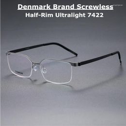 Sunglasses Frames Denmark Brand Titanium Glasses Frame Men Screwless Prescription Eyeglasses 7422 Women Half-Rim Optical Ultralight Eyewear