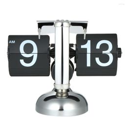 Table Clocks Retro Scale Clock Flip Over Stainless Steel Internal Gear Operated Quartz Office Decor Electric