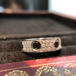 Nuevo anillo de patr￳n de tornillo de diamante negro completo anillos para hombres cl￡sicos dise￱ador de acero de titanio para mujeres regalos de lujo mujer ni￱a oro plateado rosa joyer￭a