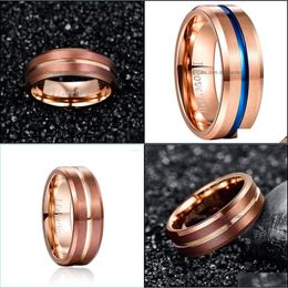 Wedding Rings Wedding Rings Engrave I Love You Promise Tungsten Ring For Men Women Rose Gold Colour Classic Couple Ringswedding Brit2 Dhn1S