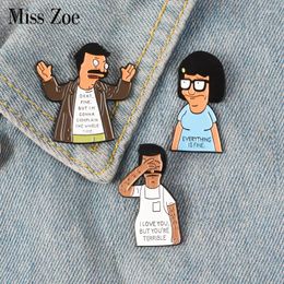 Brooches SECONDS Enamel Pin I Love You Bob Complaining Badge Brooch Lapel Shirt Collar Everything Is Fine Jewelry Gift For Friends