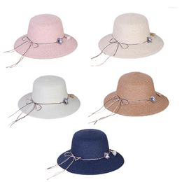 Wide Brim Hats Trendy Sun Hat Protection Straw W/ Windproof Rope Summer Beach Visor All-match For Street Shooting