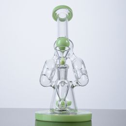 Heady Water Pipe 7.8Inch Sidecar Slitted Donut Percolator Double Recycler 14mm Female Joint Glass Bong with Glass Bowl XL-320