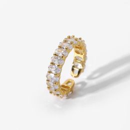 Cluster Rings 18k Gold Plated Cooper Full Shiny Zircon For Women Unique Adjustable Open Design CZ Finger Jewellery