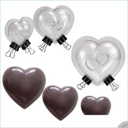 Baking Moulds 3 Type Size 3D Heart Chocolate Mould For Diy Cake Decoration Polycarbonate Baking Candy Confectionery Tool 220601 Drop Dhwe9