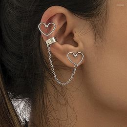 Backs Earrings Simple Geometric Heart Chain Ear Cuff For Girls Birthday Party Gift Long Tassel Bone Clip