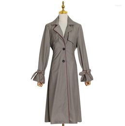 Women's Trench Coats Personalised Long Coat Womens Windbreaker 2022 Spring Fashion Temperament Casual Skirt Color-blocking Back Pleated