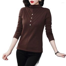 Women's Sweaters Half Turtleneck Thick Bottoming Shirt Warm Women Autumn Winter Double-sided Fleece Middle-aged Clothes Long Sleeve Top