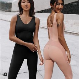 Yoga Outfit 2022 Pad Gym Fitness Clothing Women Tracksuit One Piece Bodysuit Mesh Jumpsuit Sexy Slim Stitching Set Workout Sportswear