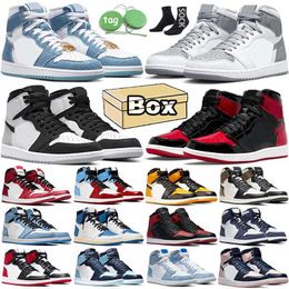 Buty do koszykówki jumpman 1 1s Stage Haze Denim Bred Patent Stealth Taxi Dark Mocha Fearless University Blue Atmosphere Obsydianowe buty sportowe