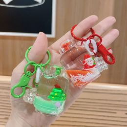 Party Favor Christmas creative doll floating quicksand gas bucket key chain Christmas series cute pendant small gifts wholesale