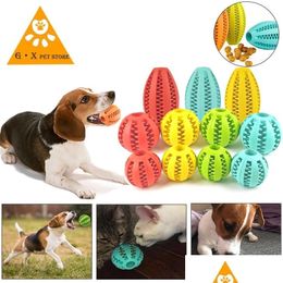 Dog Toys Chews 5Cm/7Cm/11Cm Pet Watermelon Ball Toy Dog Interactive Bouncing Natural Rubber Leaking Tooth Cleaning 220423 Drop Del Dhznt