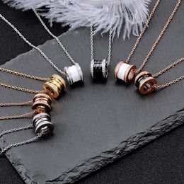 Fashion luxury Bulgarian gold necklace pendant gold chains necklaces 18K gold plated womens premium jewelry inlay aaa zircon black and white ceramics pendants gift