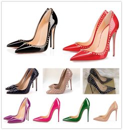 Décolleté in vera pelle con punta a punta Donna Tacchi alti Luxurys Scarpe eleganti di marca Classic Fashion Styles donna sexy party shoe Stiletto 6 8 10 12CM Scarpe da ufficio taglia 35-44