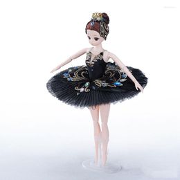 Stage Wear Revolving Ballet Doll Toys For Children Birthday Christmas Gift In Black Swan Pancake Dress Tutu