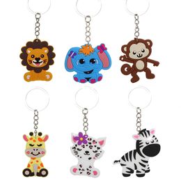 PVC Animal Keychains Cute Cartoon Keychain Pendant Metal Car Key Chain Fashion Accessories Keyring