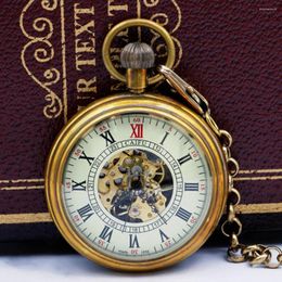 Pocket Watches Steampunk Cool Mechanical Watch Clock Unique Hand Winding Unisex Pendant Fob Chain PJX049