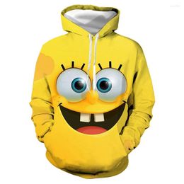 Men's Hoodies 2022 Fashion Funny Yellow Sponge Anime Hoodie 3D Printing Women's Children's Sweatshirt Pullover Streetwear Sweater