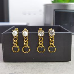 2023 Designer Double G Earring Pearl Crystal Stud Tassel Earrings Women Internet Celebrity Studs Earing Female Jewelry Fashion jewellery gvfdfd