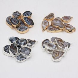 Pendant Necklaces Wholesale10PCS Natural Semi-precious Stone Black Grey Agate Irregular Making DIY Necklace Bracelet Earring Jewellery Gift