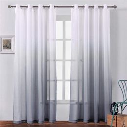 Curtain LISM Modern Voile Blue Gradient Color Design Tulle Living Room Sliding Door Gray Sheer Drape Home Decor