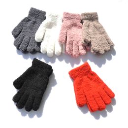 3 sizes Warm Baby Gloves Plush Children Girls Mittens Solid Thicken Kids Boy Furry Soft Glove Christmas Kids Adult Gift for 3-6Y 5-11Y and adults