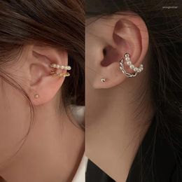 Backs Earrings Fashion Pearl Twist Chain Tassel Clip For Women Unisex Minimalist Fake Piercing Earbone Ear Cuff Jewelry Gifts