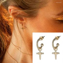 Hoop Earrings Hip Hop Punk Style Simple Mini Cross Dangle Charm For Women Men Stud Huggies Earings Jewellery Gifts