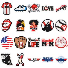 baseball Sports Shoe Charms Design Decoration Fits For Croc Garden Sandal Shoe Accessories Kids X-mas Party Gifts