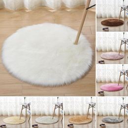 Carpets 30# Multi Color Soft Acrylic Fiber Round Mat Carpet Bedroom Living Room Floor Dressing Table Rug Decor