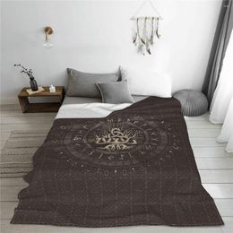 Blankets Soft Warm Flannel Tree Of Life Brown Gold Blanket Viking Norse For Aeroplane Travel Bedspread Wrap