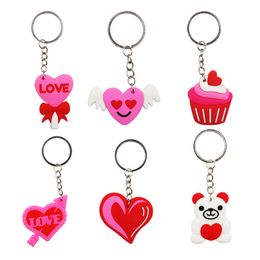 Keychains Lanyards Pvc Heart Keychain Cartoon Valentines Day Gifts Key Chain