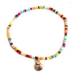 Anklets Bohemia Turquoise Shell Beads Foot Bracelet For Women Hand -made Trendy Gold Color Chain Boho Summer Beach Girl Jewelry Gift