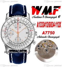 WMF A1332412-G834-112X ETA A7750 Automatic Chronograph Mens Watch Silver Dial Stick Markers Blue Leahter Strap With White Line Super Edition Watches Puretime C3