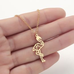 Stainless Steel Flamingo Necklace Tropical Bird Collars Gold Rose Gold Kid Jewelry