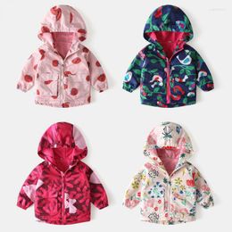 Coat 2022 Autumn Winter Kids Trench Girl Cartoon Printed Plush Windbreaker Children's Stormbreaker Medium Length 2-8y