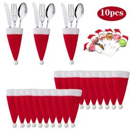 Christmas Decorations Fork Knife Cutlery Holder Bag Pocket Mini Lollipop Santa Claus Hats Lollypop Cap Table Decor New Year Drop Del Smtr4