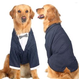 Dog Apparel Large Clothes Stripes Big Coat Bowknot Tuxedo Jacket Wedding Suit Pet For Samoye Husky