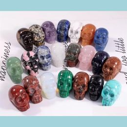 Party Decoration Party Decoration 1 Inch Crystal Quarze Skl Scpture Hand Carved Gemstone Statue Figurine Collectible Healing Hallowe Dhxmt