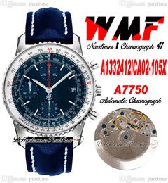 WMF A1332412-CA02-105X ETA A7750 Automatic Chronograph Mens Watch Blue White Dial Stick Markers Leahter Strap With White Line Super Edition Watches Puretime F6