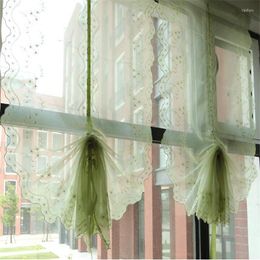 Curtain Green Purdah Roman Finished Balloon Blinds Gift Lifting Fan Shades Voile Pastoral Drapes Balcony Valance