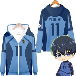 Anime BLUE LOCK 3D Print Zip Up Women/Men Hoodie Sweatshirt Streetwear Hip Hop Isagi Yoichi Cosplay Zipper Hooded Jacket Coats